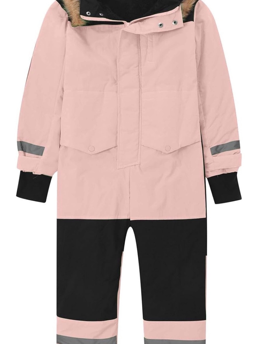 Kids Pink and Black Insulated Snow Suit with Reflective Trim